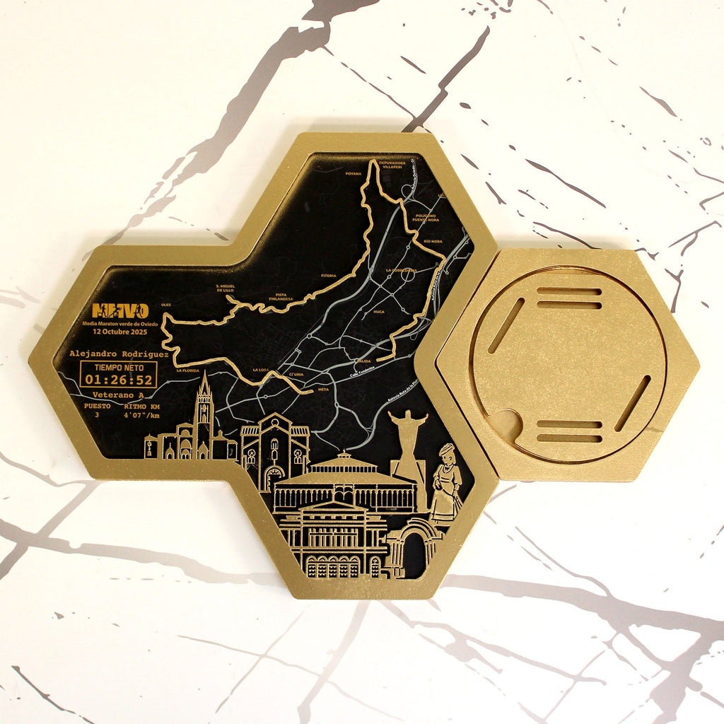 Medaillenhalter Halbmarathon personalisiert aus Holz