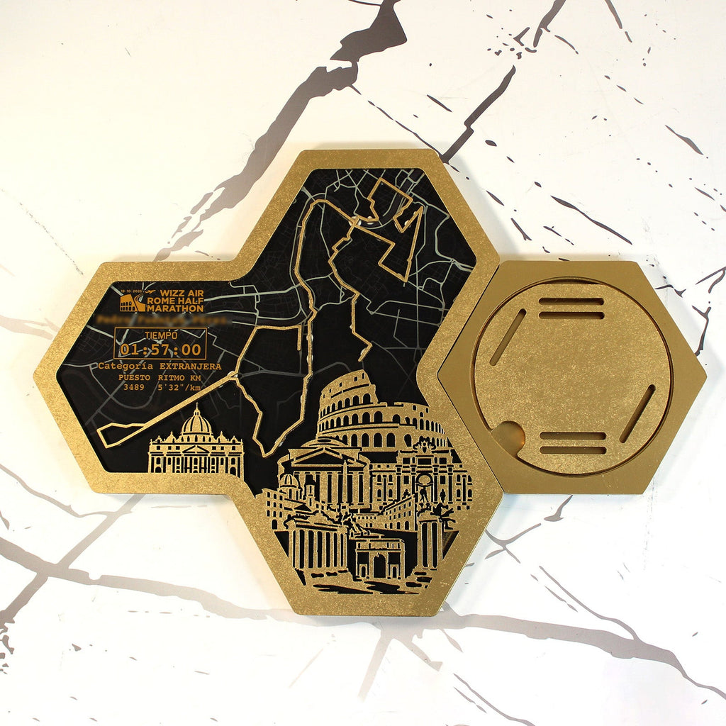 Medaillenhalter Halbmarathon personalisiert aus Holz
