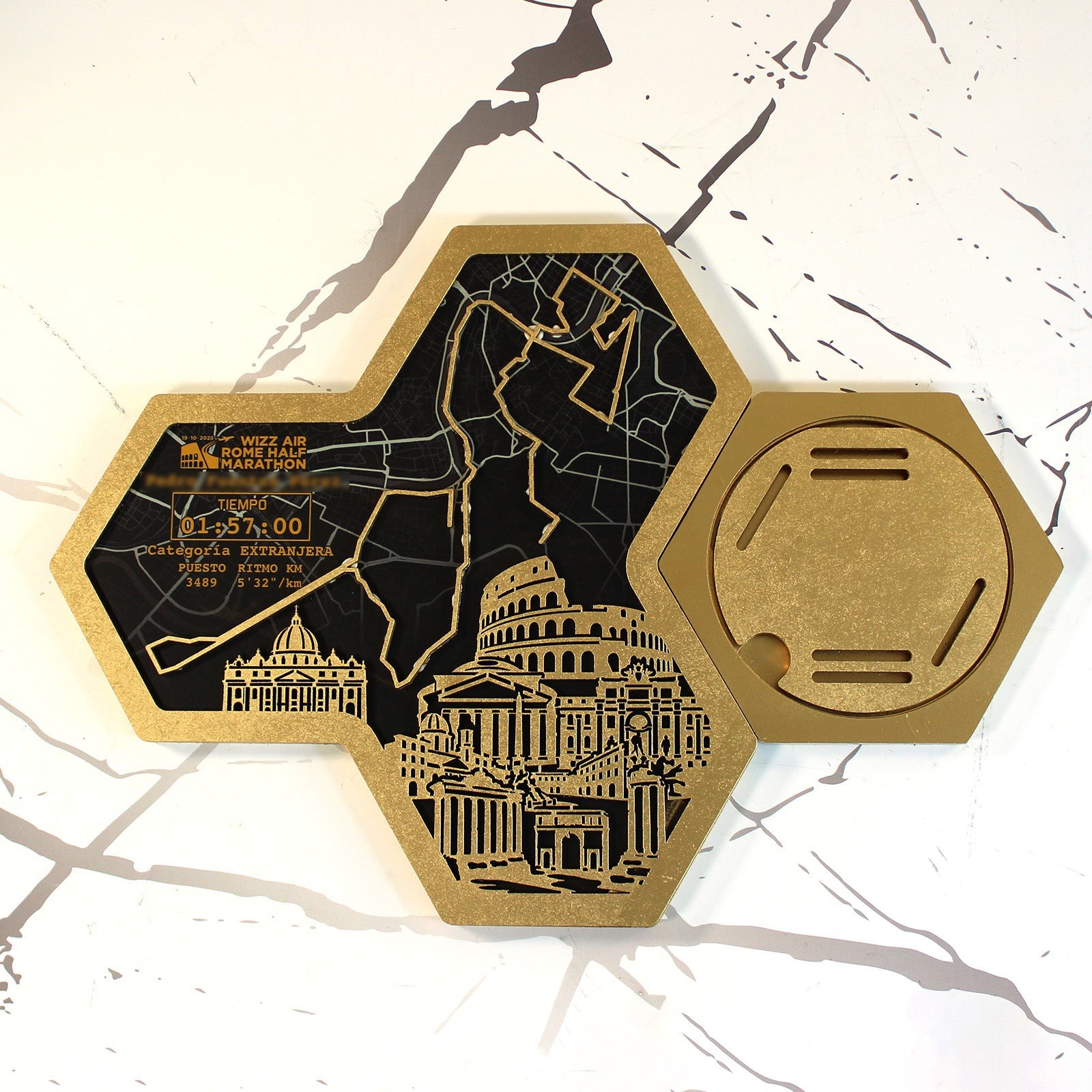 Medaillenhalter Halbmarathon personalisiert aus Holz