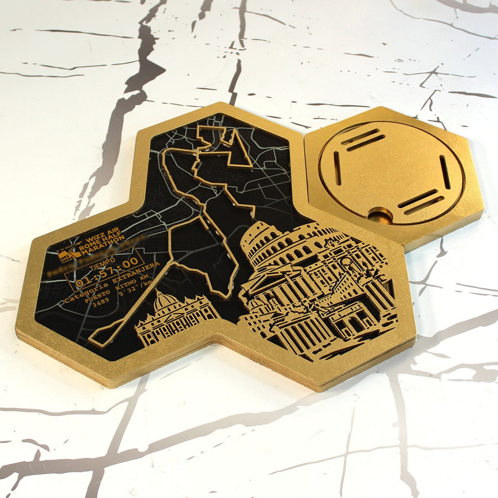 Medaillenhalter Halbmarathon personalisiert aus Holz