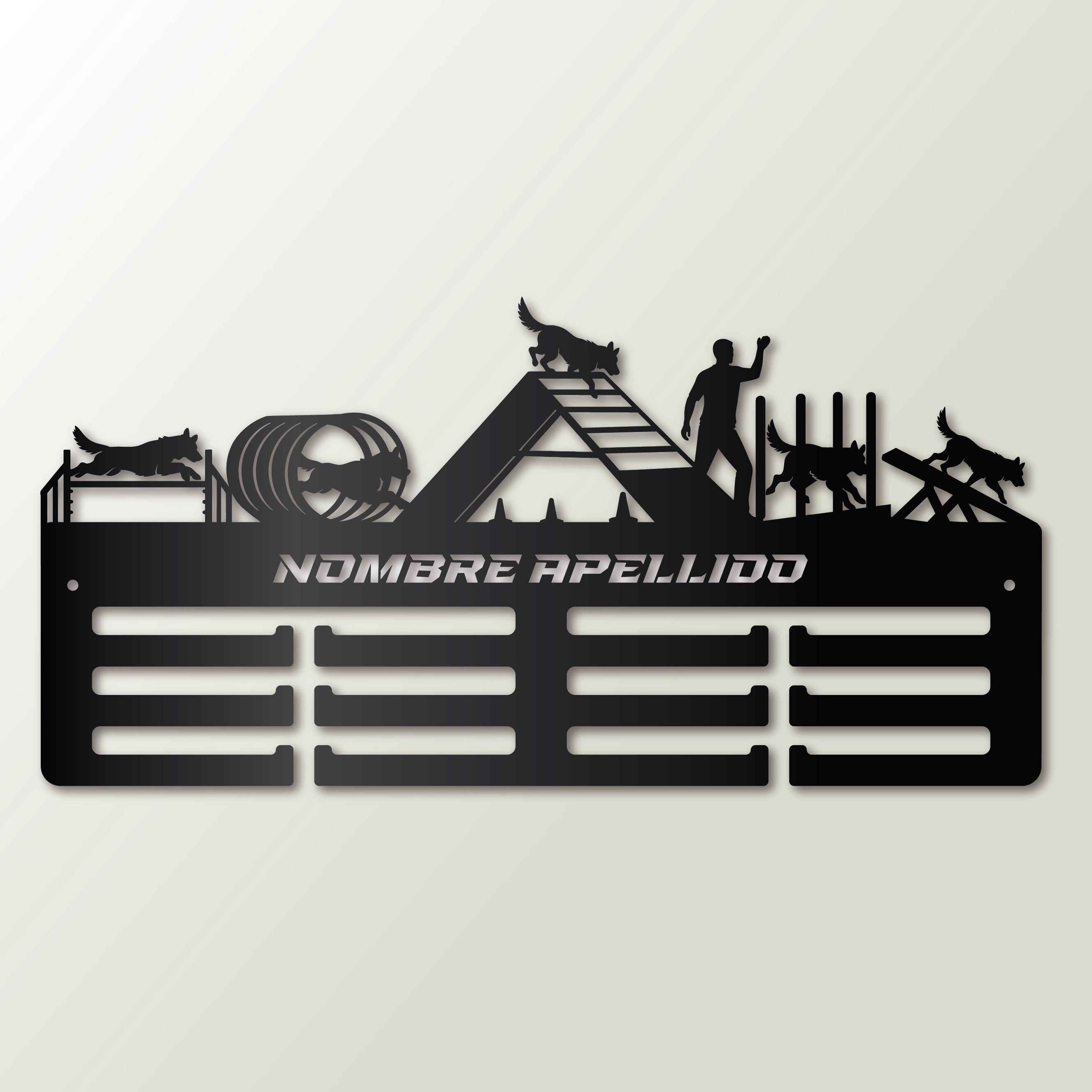 Medaillenhalter Agility personalisiert aus Holz – Schwarz