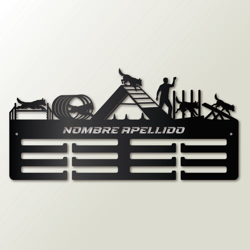 Medaillenhalter Agility personalisiert aus Holz – Schwarz
