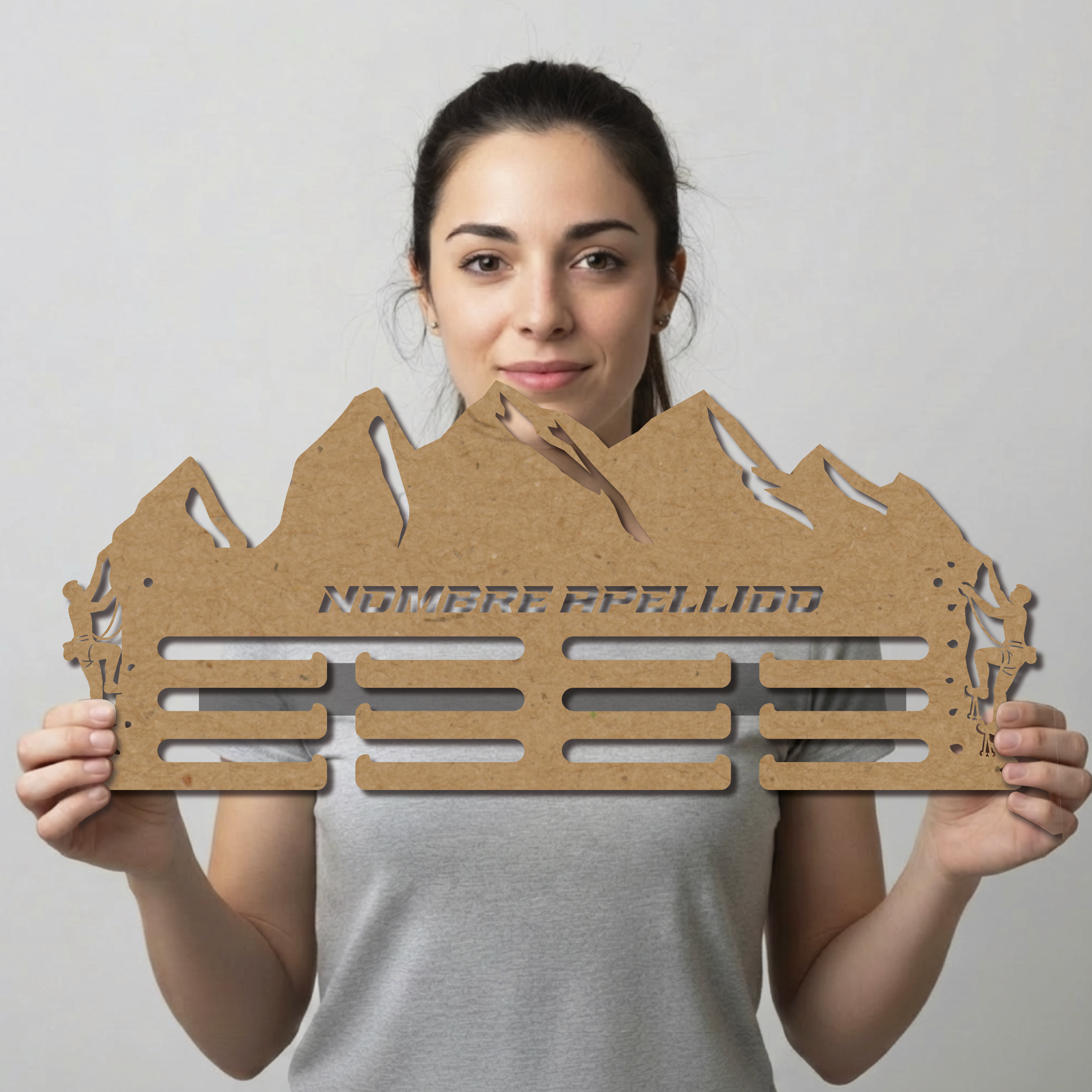 Medaillenhalter Klettern personalisiert aus Holz