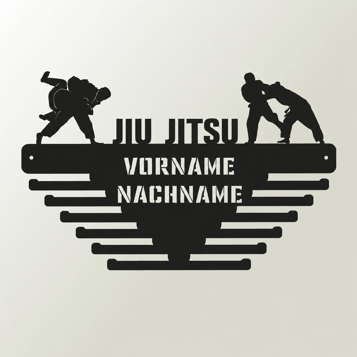 Medaillenhalter Jiu Jitsu mit Namen – Personalisiert aus Holz