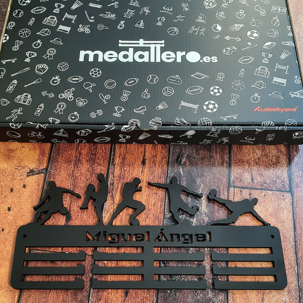 Personalisierter Medaillenhalter Fußball mit Namen