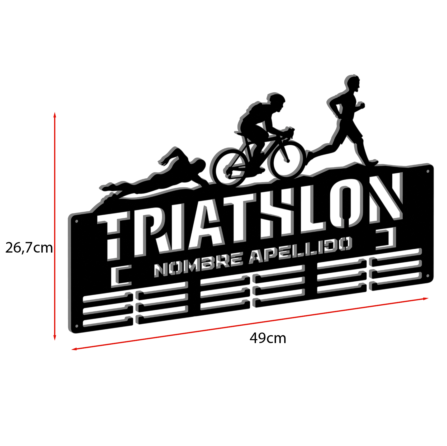 Personalisierter Medaillonhalter Triathlon mit Namen