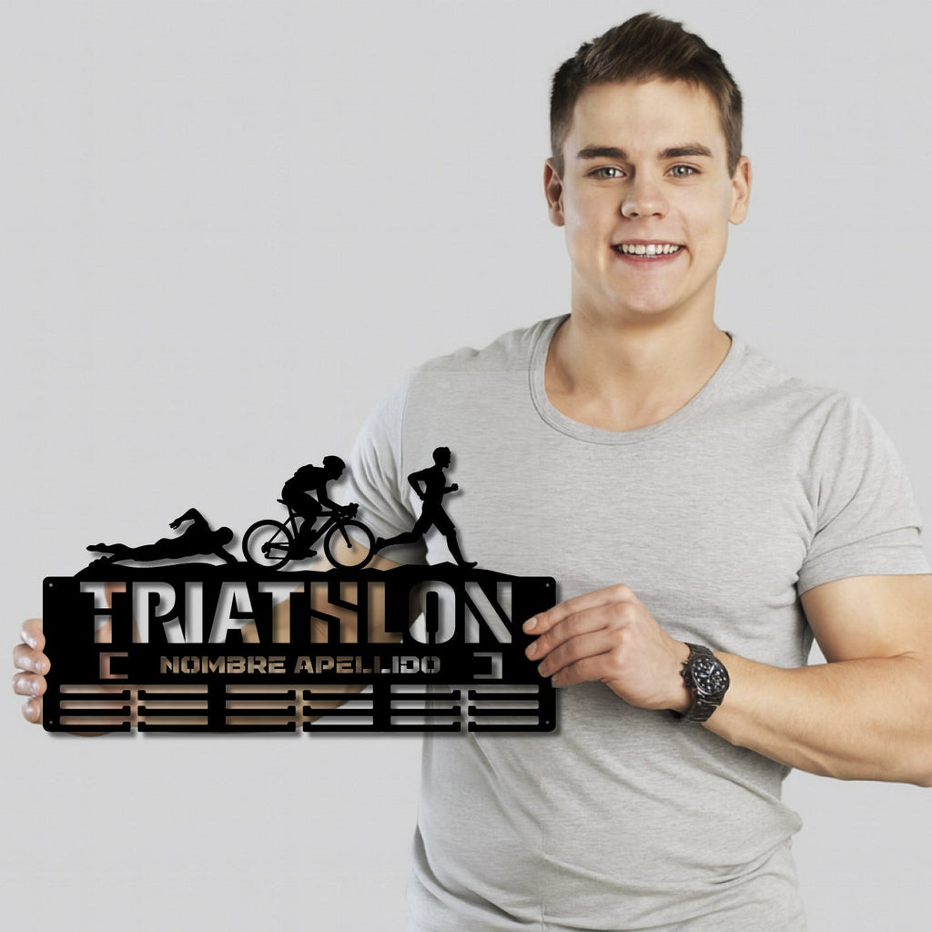 Personalisierter Medaillonhalter Triathlon mit Namen