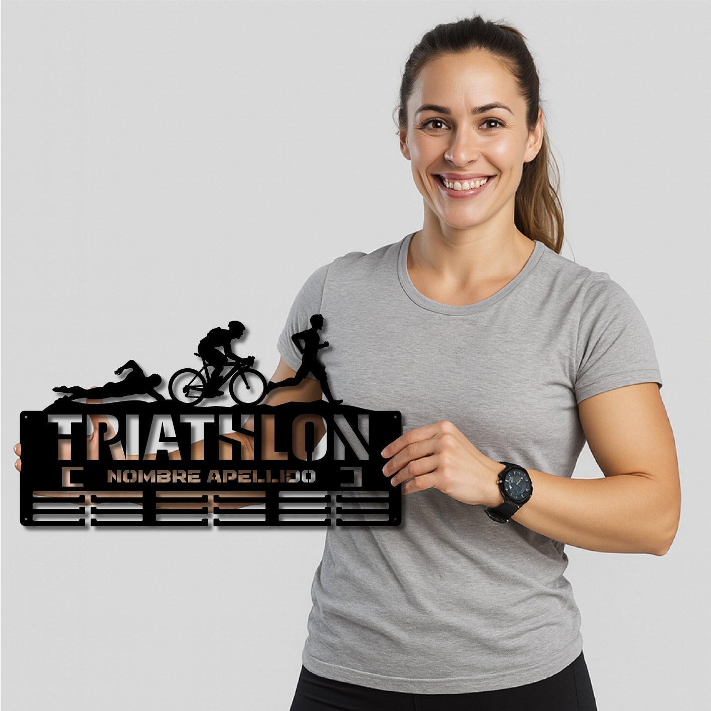 Personalisierter Medaillonhalter Triathlon mit Namen
