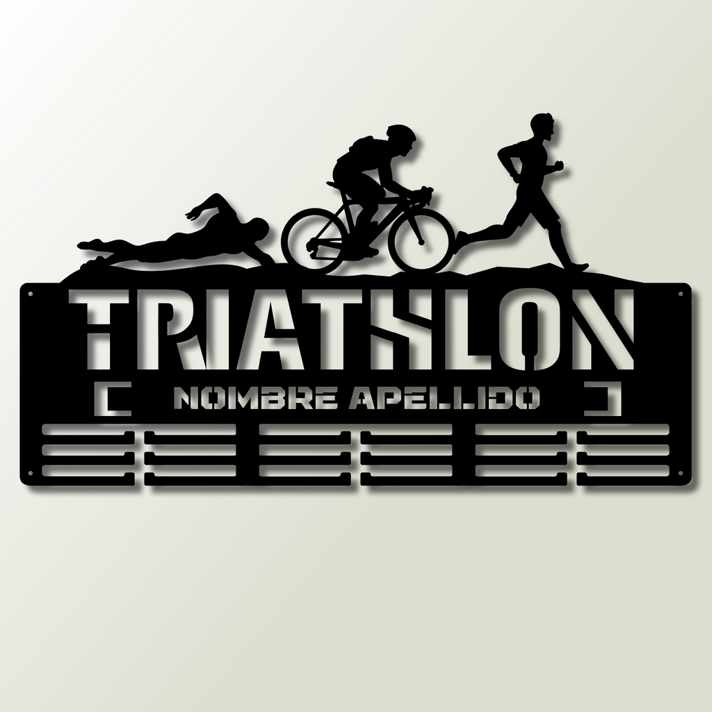 Personalisierter Medaillonhalter Triathlon mit Namen