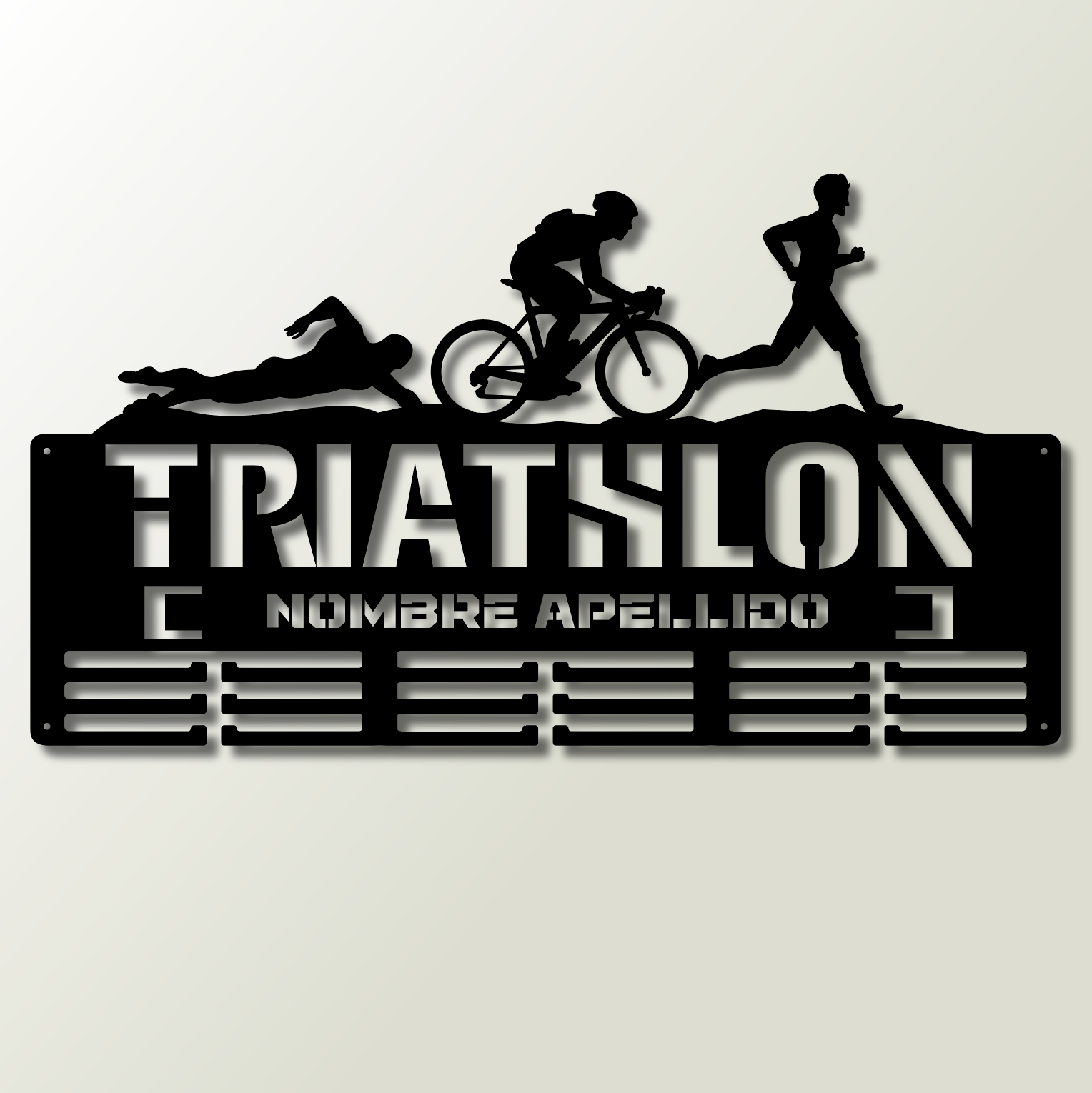 Personalisierter Medaillonhalter Triathlon mit Namen