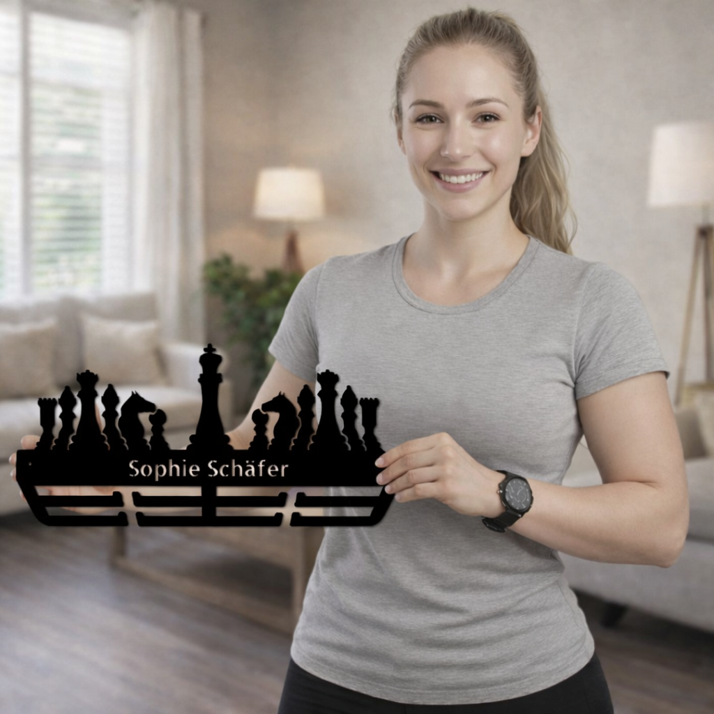Personalisierter Medaillenhalter Schach mit Namen